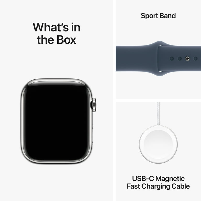 Apple Watch Series 9, 45mm Silver Stainless Steel Case, GPS+ Apple Watch Series 9, 45mm Silver Stainless Steel Case, GPS+