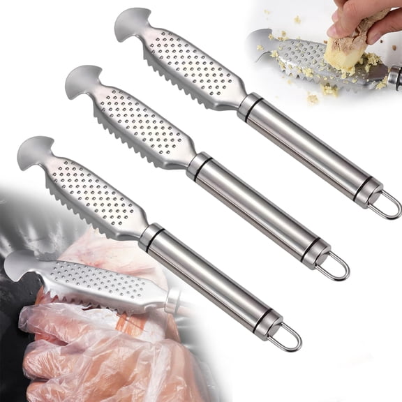 2-In-1 Stainless Steel Fish Scaler   Ginger Grater, Multifunction Fish Scale Remover With Hanging Handle, Kitchen Fish Scales Scraping Tool For Home And Restaurant