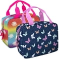 thumbnail image 2 of 24 Pack of Soft Shell Insulated Lunch Bags for Storing Food, Drinks, Snacks, Napkins and Utensils in Fun Floral and Butterfly Prints, 2 of 8