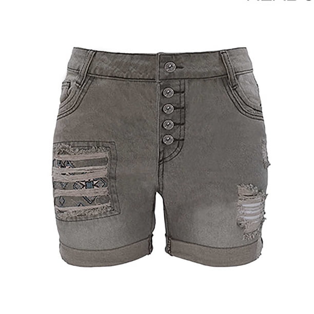 Mujeres Pantalones Cortos de Denim Casual Suelto Cintura Media, Pantalones Cortos de Uso Diario para Actividades Al Aire Libre Y de Verano