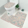 thumbnail image 2 of Pink Floral Pattern Bathroom Rugs Sets 3 Piece,Toilet Cover Set,Absorbent Non Slip Bathroom Mats Sets with U-Shaped Contour Rug Toilet Rug Set, 2 of 5