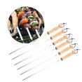 thumbnail image 4 of Juego de 6 Brochetas para barbacoa Nikou de acero inoxidable de 40 cm con mango de madera, 4 of 11
