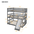 thumbnail image 5 of Triple Bunk Bed Full over Full over Full, Convertible into 3 Full Beds, or 1 Bunk Bed & 1 Platform Bed, Wood Triple Beds Frame with Slide, Ladders and Guardrail, No Box Spring Needed, Gray, D3849, 5 of 10