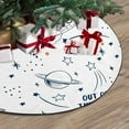 thumbnail image 3 of RYLABLUE Space Rockets Planets Stars Xmas Christmas Tree Skirt Stand Mat for Holiday Party Decoration Indoor Outdoor 48 inches, 3 of 3