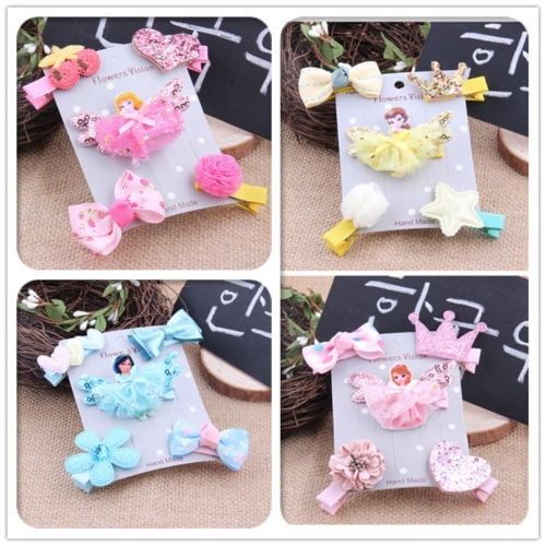5 Pcs/ensemble Enfants Bébé Fille Fleur Mini Nœud Princess Pince à Cheveux Épingle à Cheveux Ensemble