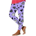 thumbnail image 3 of Feancey Valentines Day Leggings for Women High Waisted Tummy Control Workout Pants Love Heart Print Seamless Yoga Tights Stretchy Soft Skinny Pant Purple L, 3 of 8