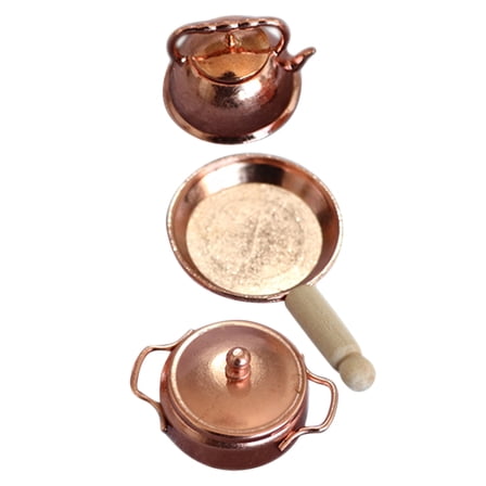 FESTFENDS 1 Set Cookware Set Mini Kitchen Kettle Alloy Decoration Friends Who Love Mini Accessories