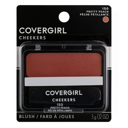 CoverGirl Cheekers Powder Blush, Pretty Peach 150, 0.12 oz (2 pack) (Bundle)