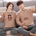thumbnail image 1 of Conjuntos de Pijamas de algodón 100% para parejas, ropa de dormir cómoda de talla grande para Otoño e Invierno, 1 of 4