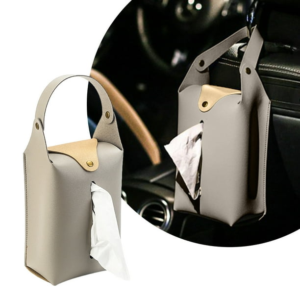 Porta pañuelos de cuero para coche | Dispensador de servilletas de pared para coche, camión, hogar y oficina | Organizador rectangular impermeable en negro, beige, rosa y gris
