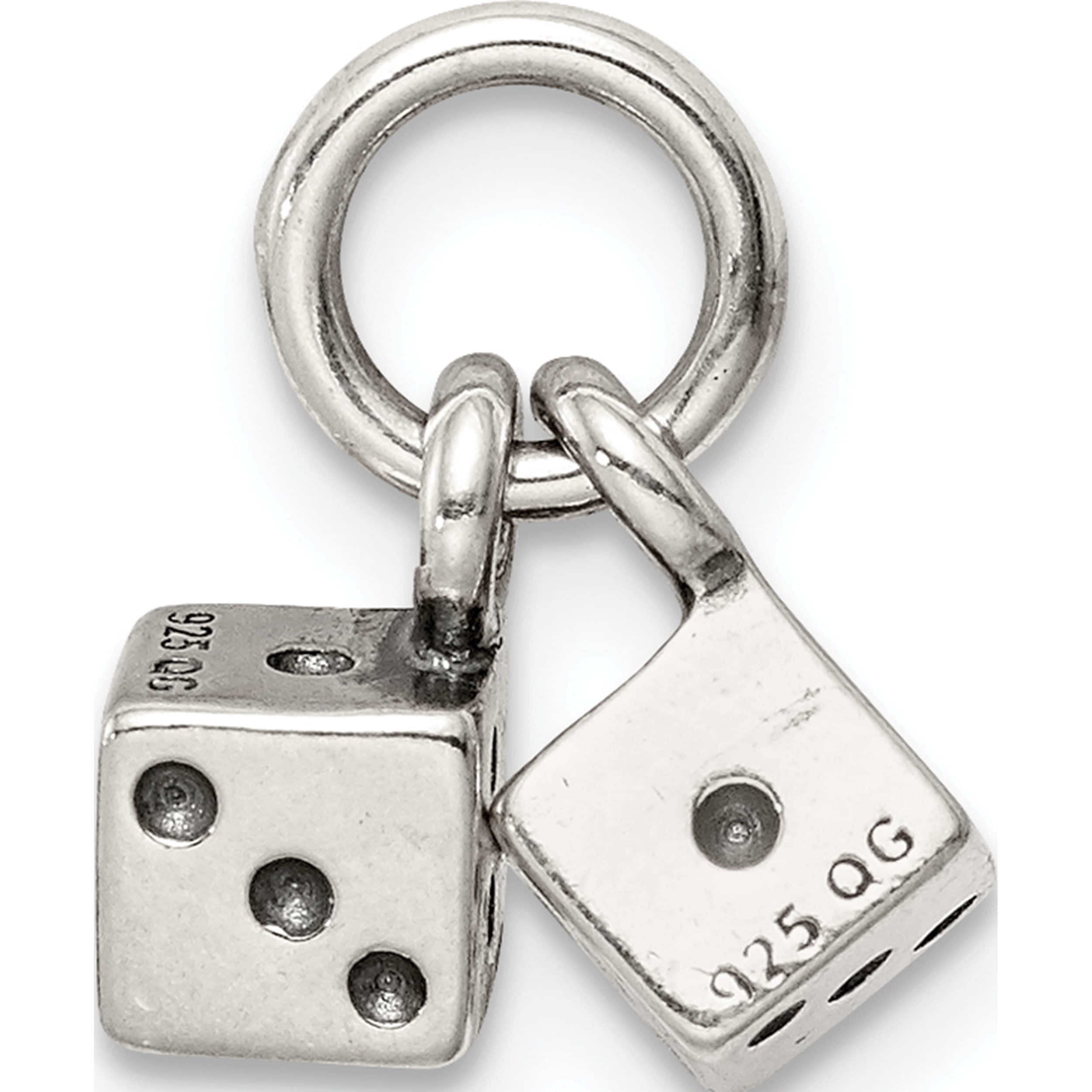 Sterling Silver Antique Dice Charm (11 X 11) Made In Thailand qc4727