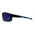 thumbnail image 3 of Mens Color Mirror Polarized Lens Warp Plastic Biker Sunglasses Black Blue Mirror, 3 of 4