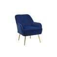 thumbnail image 7 of Accent Chair, Velvet Upholstered Single Sofa Chair with Channel Tufted Back and Gold Metal Legs, Mid Century Leisure Armchair Comfy Vanity Chair for Living Room, Bedroom, Office, Navy, 7 of 7