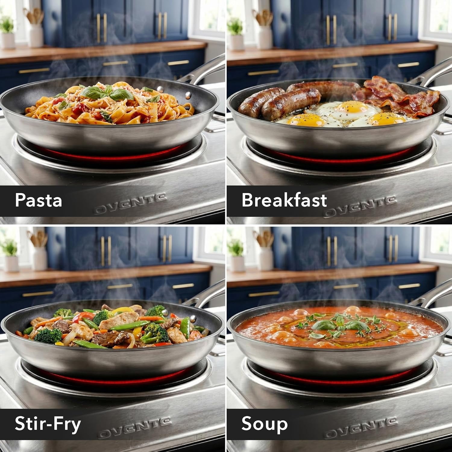 OVENTE Countertop Infrared Double Burner, 1700W Electric Hot Plate and Portable Stove with 7.75" and 6.75" Ceramic Glass Cooktop, 5 Level Temperature Setting and Easy to Clean Base, Silver BGI102S