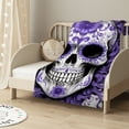 thumbnail image 2 of WERPE Blue Sugar Skull Floral Throw Blanket Warm Ultra-Soft Micro Blanket for Bed Couch Living Room Decoration White, 2 of 6