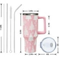 thumbnail image 3 of White Christmas Trees 40oz Tumbler Cup with Handle and Straw, Retro Xmas Snowflake Gifts for Women Girls, Winter Holiday Stainless Steel Water Bottle 1PC, 3 of 6
