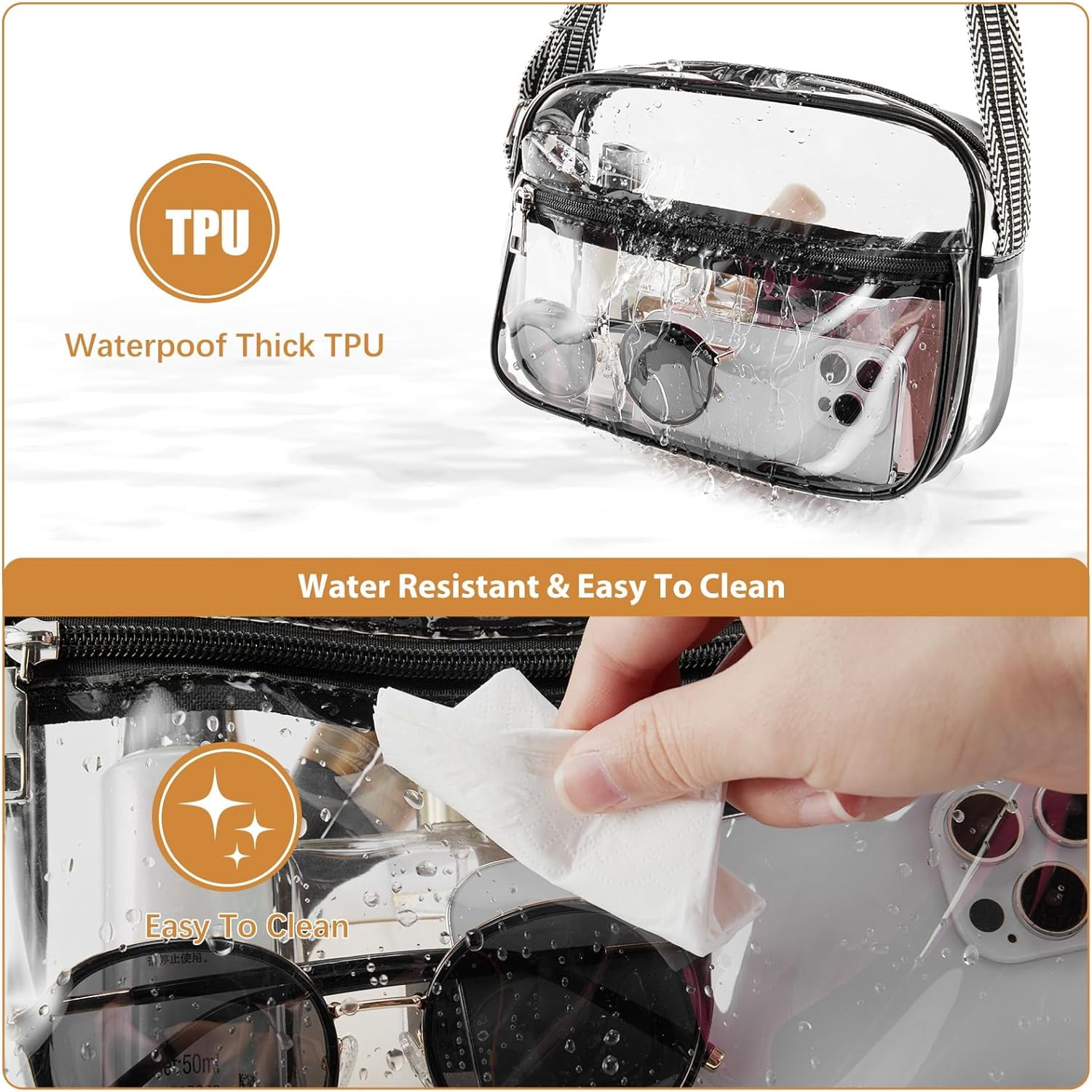 Clear Purses for Women Stadium Approved Clear Bags Small Crossbody Bags Trendy for Concerts Sports