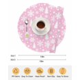thumbnail image 6 of 13 Inch Round Placemats Set of 4, Pink White Christmas Non Slip Heat Insulation PP Table Mats, Xmas Tree Snowflake Winter Abstract Washable Place Mats for Kitchen Dining Party Table Decor, 6 of 7