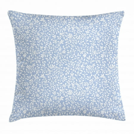 Cottage Style Decorative Pillows Blue and White Throw Pillow Cushion Cover, Ditsy Revival Style with Rural Countryside Growth Cottage Cabin Pattern, Decorative Square Accent Pillow Case, 18 X 18 Inches, Baby Blue White, by Ambesonne ()