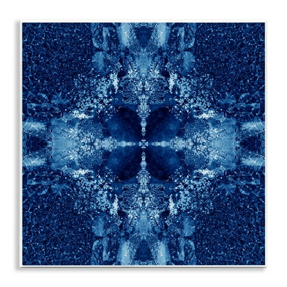 Stupell Industries Blue Detailed Symmetry Abstract Painting Unframed Art Print Wall Art, 12 x 12