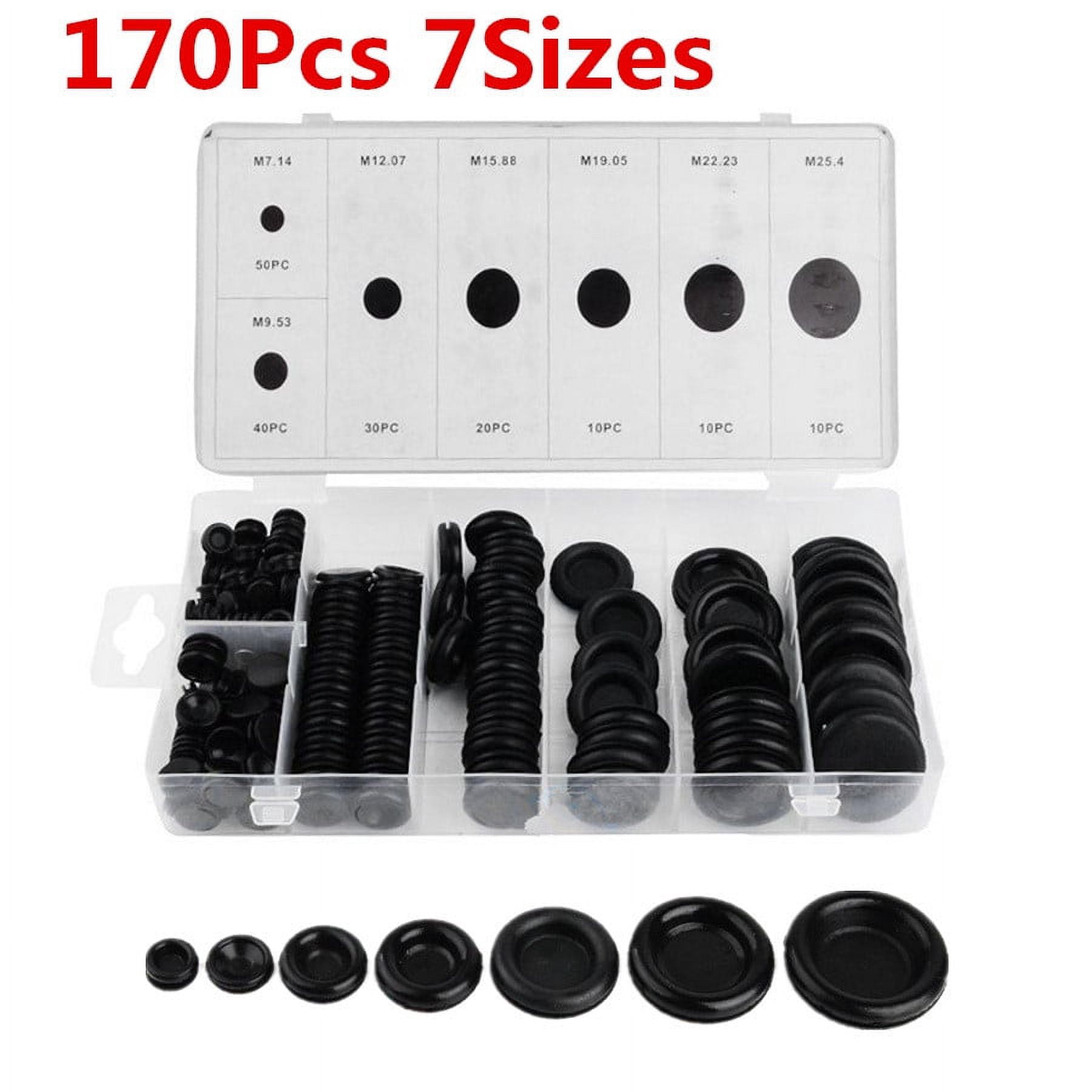 Furulu 170Pcs 7Sizes Rubber Grommet Firewall Hole Plug Set Electrical Wire Gasket Assortment Kit