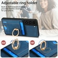 thumbnail image 4 of for Samsung Galaxy S23 2 in 1 Detachable Wallet Case, Retro PU Leather Ring Kickstand Card Slots Case for Women Men, Strong Magnetic Shockproof Anti-Scratch Slim Case - Blue, 4 of 12