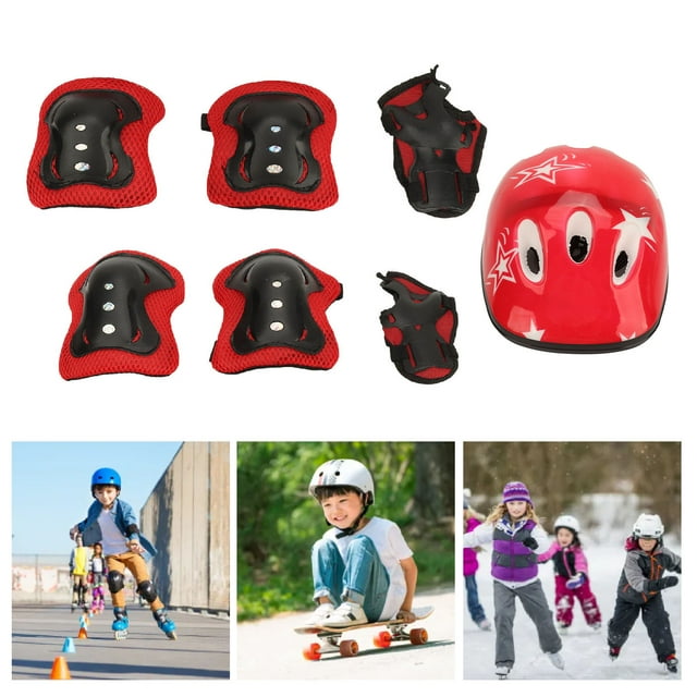 Kids Protective Gear Set With Helmet, Riding Protective Gear For Age 5 To 14, Skateboarding Helmets With Adjustable Knee Pads Elbow Pads Wrist Guards