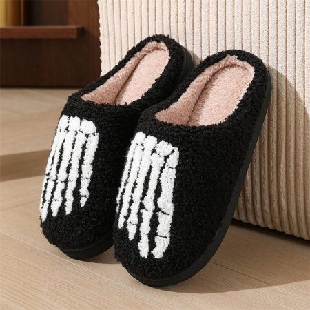 

Halloween Pumpkin Slippers for Womens Mens Plush Warm Spooky Lantern Pumpkin Slippers House Shoes