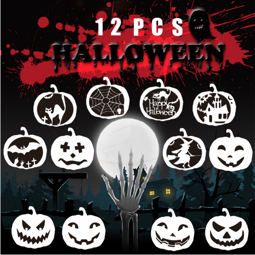 36 Pochoirs Halloween Réutilisables - Modèles Citrouille, Fantôme, Chauve-souris... | 13x13 Cm En PET