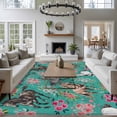 thumbnail image 4 of Area Rug 72×108in, Watercolor Flower White Black Brown Horses Floor Carpet Living Room Rug, Abstract Art Non-Slip Welcome Mat Indoor Rugs for Bedroom Dining Room, 4 of 9
