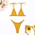 thumbnail image 6 of WREESH Womens String Bikini Sets Solid Color Swimwear Two-Piece Slim Swimsuit Bikini Straped Swimsuits Beach Bathing Suit Yellow, 6 of 6