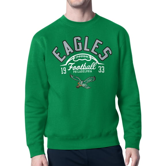 Men's Starter Kelly Green Philadelphia Eagles Team Retro Logo Fleece Tri-Blend Pullover Sweatshirt