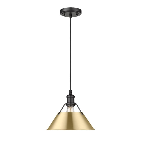 Orwell 1-Light Pendant in Matte Black with Brushed Champagne Bronze