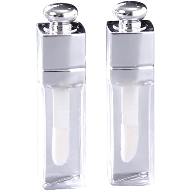 Zenarao 2 tubos vacíos de brillo de labios de 0.1 fl oz, tubos de brillo de labios transparentes con varita, recipientes de brillo de bálsamo labial rellenables para maquillaje DIY, kit de fabricación