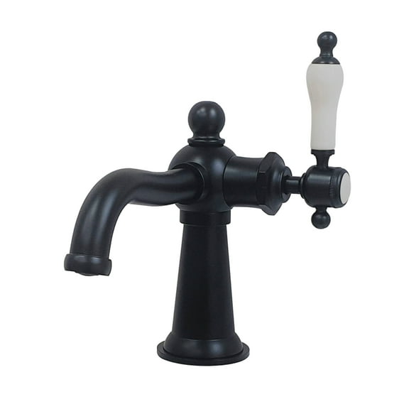 Kingston Brass KS154KLMB Nautical One-Handle Single-Hole Bathroom Faucet with Push Pop-Up Drain, Matte Black