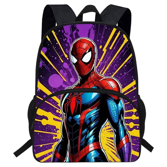 Oxford Cloth Large Capacity Backpack, Spider Web Travel Stamp Bookbag with Side Bottle Pockets for Back to School