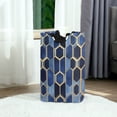 thumbnail image 6 of Yayeee Freestanding Laundry Hamper with Handle Collapsible Large Storage Basket for Clothes, Blue Hexagon Pattern, 6 of 7