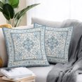 thumbnail image 2 of Throw Pillow Covers 18x18 Inch Set of 2, Blue Boho Waterproof Outdoor Pillow Covers, Farmhouse Pastoral Bohemia Luxury Patterned Decorative Cushion Pillowcases for Couch, Sofa, Bed, Garden, Patio, 2 of 9