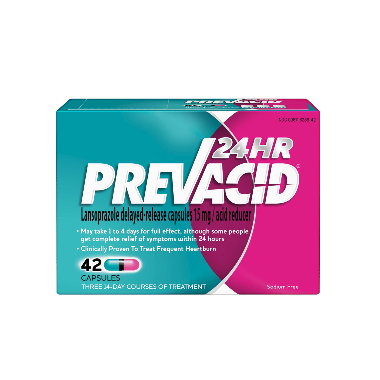 Prevacid 24HR Proton Pump Inhibitor (PPI) for Heartburn Relief, 42
