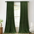 thumbnail image 3 of Moss Green Christmas Curtains 94 inches Long Back Tab Soft Velvet Thermal Insulated Room Darkening Window Drapes Home Decor for Bedroom Living Room, W52 x L94, 2 Panels, 3 of 8
