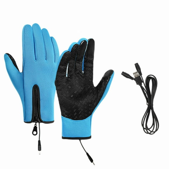 Gloves for Women Men Usb Heating Heating Gloves Winter Outdoor Sports Skiing Warm Gloves Non Slip Riding Gloves Screen Blue L