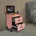 thumbnail image 3 of 3 Layers Rolling Makeup Case, Nail Travel Case Cosmetology Case, Makeup Cart Make Up Suitcase Cosmetic Trolley with Wheels (Gold), 3 of 7
