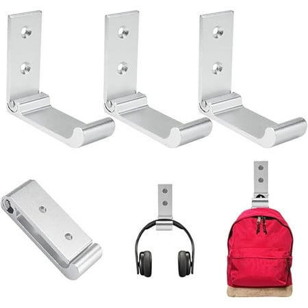 

3pcs Aluminum Alloy Wall Hook 8.5*2.5*7.5cm Folding Hook-Silver