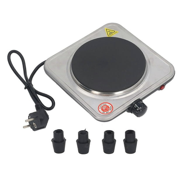 1000W Electric Countertop Griddle, Single Burner, 5-Level Temperature Control, Stainless Steel Base