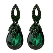 1 Pair Vintage Rhinestone Earrings Dangle Water Drop Earrings Green Earrings Jewelry