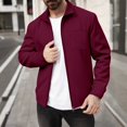 thumbnail image 2 of dGslk Men Casual Lightweight Zip Up Jacket Long Sleeve Stand Collar Outerwear with Chest Pocket for Daily Wear Wine XL, 2 of 2