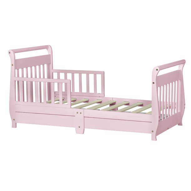 Dream On Me Toddler Sleigh Bed with Storage, Multiple Finishes
