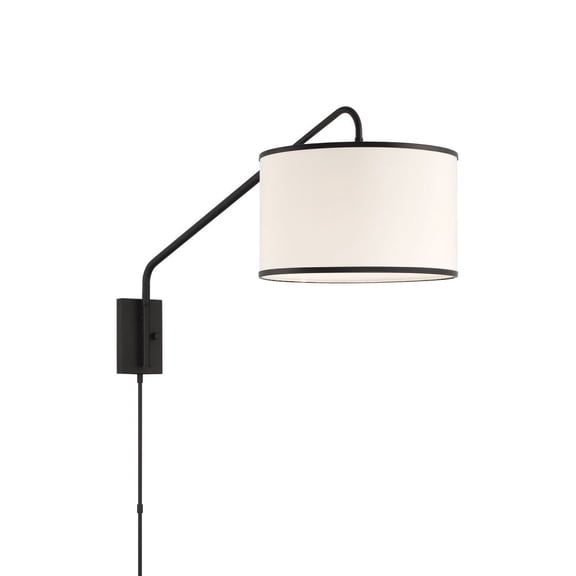 Crystorama Mallory 1 Light Matte Black Task Sconce - 15"W x 22"H x 50.5"D