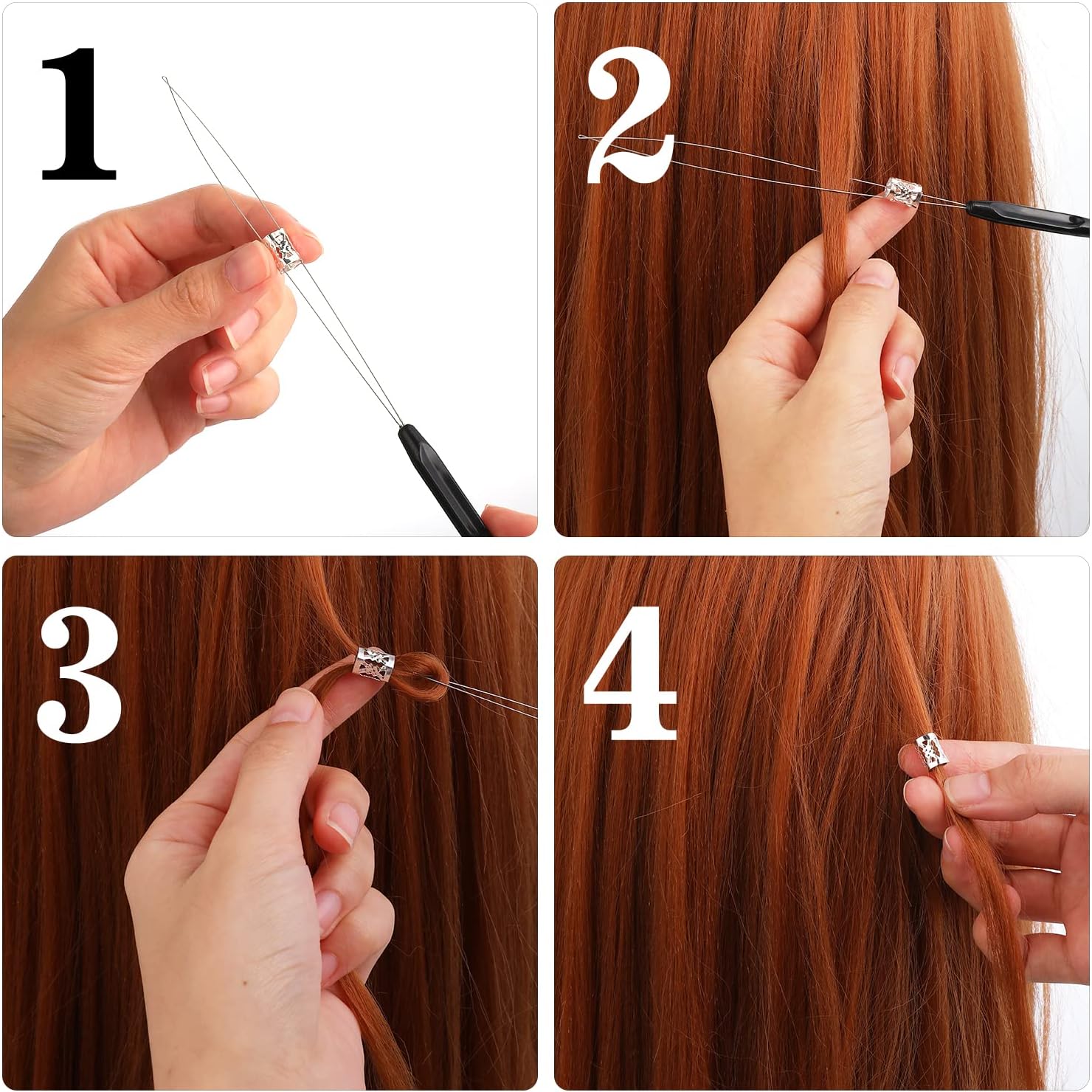 10 Pieces Hair Extension Loop Needle Threader Pulling Hook Tool And Bead Device Tool Loop Threader For Hair Or Feather Extensions (Blue