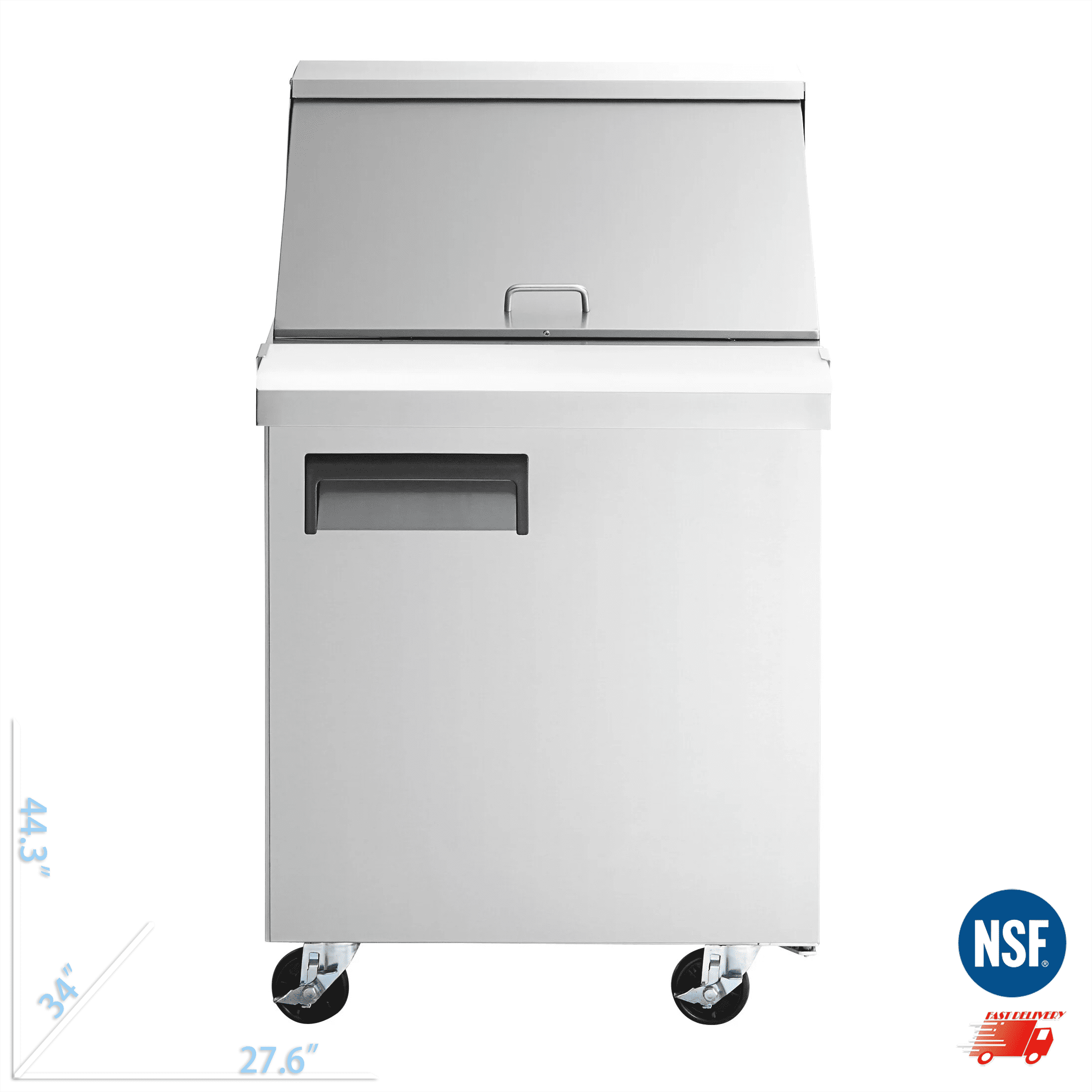 Cooler Depot NSF 28-inch Sandwich Prep Table Refrigerator, 7.2 cu ft, Locking Casters, Model ASR-0786
